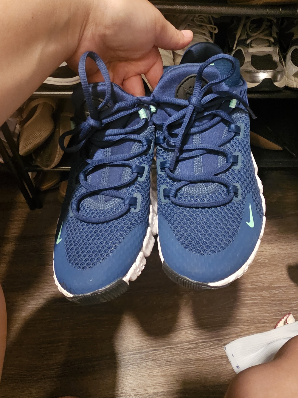 Nike Woman's Blue Mesh Athletic Shoes with Teal Swoosh